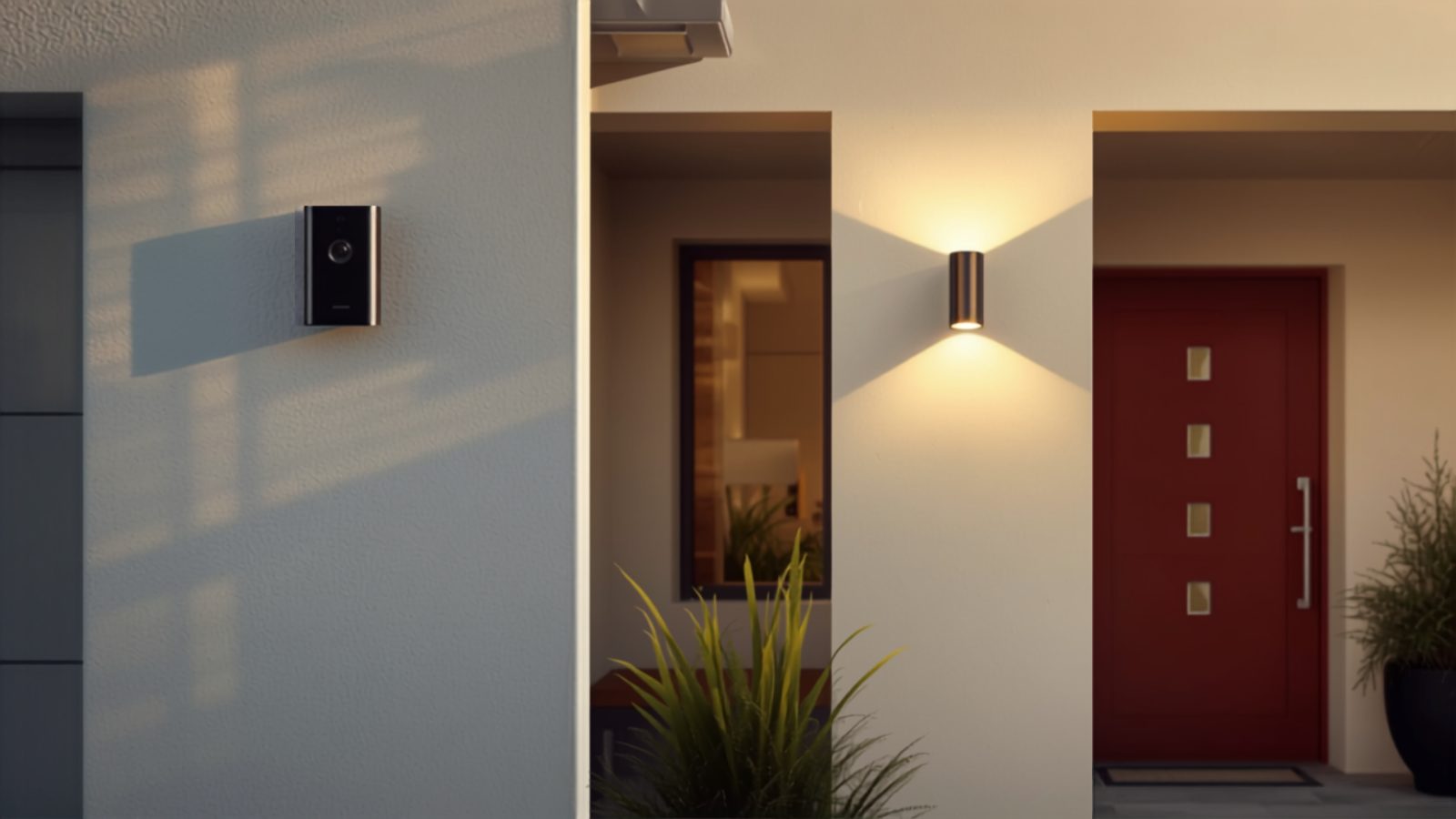 A modern Jacksonville-area home with a video doorbell and outdoor security camera