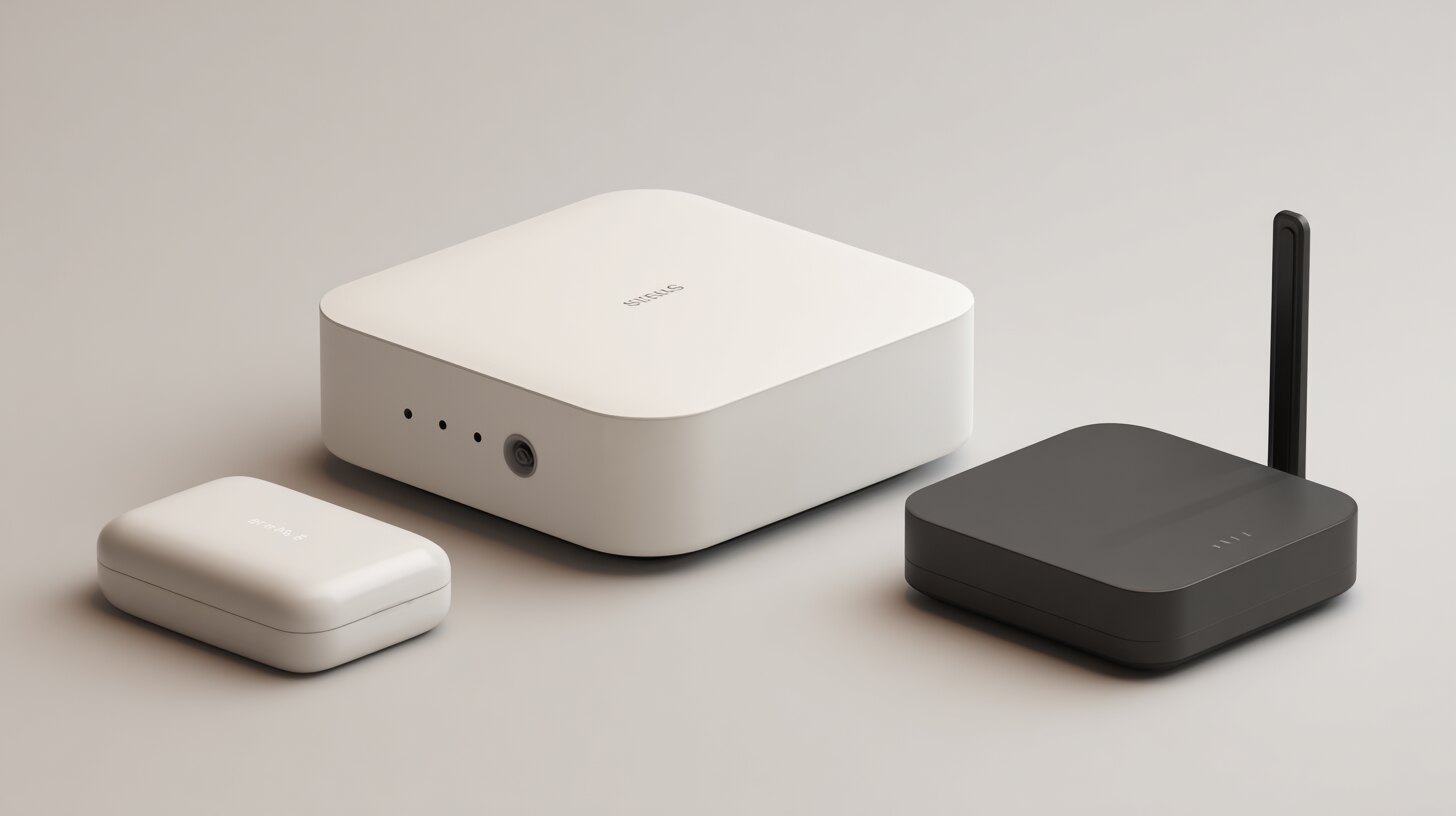 Two devices side by side on a console table showing a primary WiFi router and a separate cellular backup base station